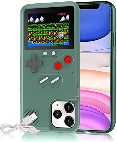 Autbye Gameboy Case for iPhone, Retro 3D Phone Case Game Console with 36 Classic Game, Color Display Shockproof Video Game Phone Case for iPhone (for iPhone 11, Green)