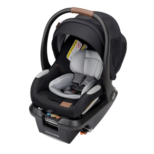 Maxi-Cosi's Mico Luxe+ Baby Car Seat: Infant Car Seat with Base and Versatile Baby Carrier Seat Functionality, Essential Black