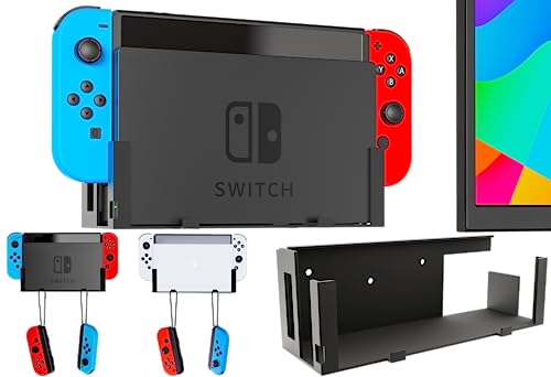 Funturbo Wall Mount for Nintendo Switch, Wall Mount Kit Switch Mounting Bracket Compatible with Nintendo Switch OLED and Original 2-in-1