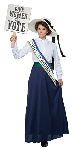 California Costumes Women's American Suffragette - Adult Costume Adult Costume, -White/Navy, Medium