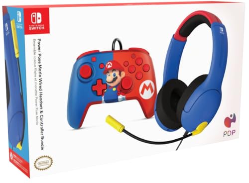 PDP AIRLITE Wired Headset & REMATCH Wired Controller Bundle: Mario Dash For Nintendo Switch, Nintendo Switch - OLED Model