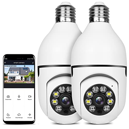 UPULTRA Light bulb camera Security Camera 2packs 1080P Wireless WiFi Outdoor Home IP Camera E27 360 Degree Panoramic,Motion Detection and Alarm,Two-Way Audio,Night Vision