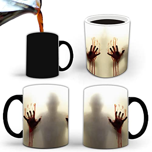 Aigori Horror Gifts for Men Women Adluts, Halloween Coffee Mug (11oz) - Color Changing Zombie Ceramic Mug, Spooky Cup - Novelty Gifts for Halloween Christmas Birthday Mom Dad Friends (1PC)