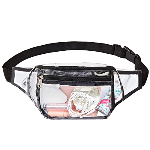 Clearworld Clear Fanny Pack, Waterproof Transparent Waist Bag Stadium Approved Clear Bag with Adjustable Belt Bag, Perfec of Travel, Beach, Events,Airport, Concerts Bag