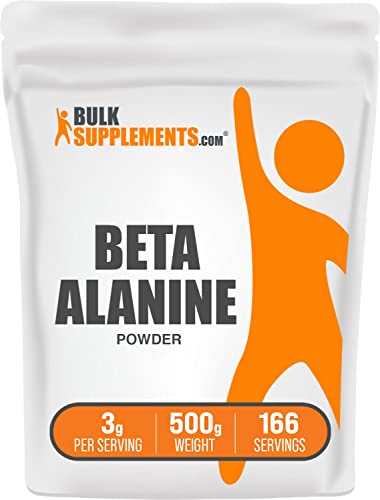 BULKSUPPLEMENTS.COM Beta Alanine Powder - Beta Alanine Supplement, Beta Alanine Pre Workout, Beta Alanine 3000mg - Unflavored & Gluten Free, 3g per Serving, 500g (1.1 lbs) (Pack of 1)