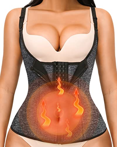 YADIFEN Waist Trainer for Women,Zipper Corset Body Shaper for Tummy Control Neoprene Cincher Sweat Sauna Vest Tank Top