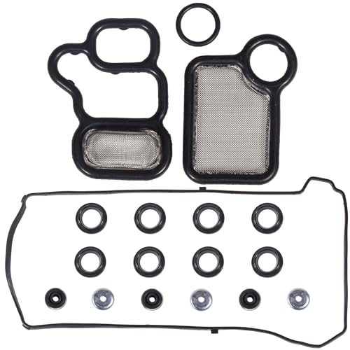 VS50614R Compatible With Engine Valve Cover Gasket & Gromets & Spark Plug Tube Seals&15815-RAA-A02 VTEC Solenoid Gasket Honda Accord,Civic,CR-V,Element,Crosstour, Acura 2.0L 2.3L 2.4L 12341-R40-A00