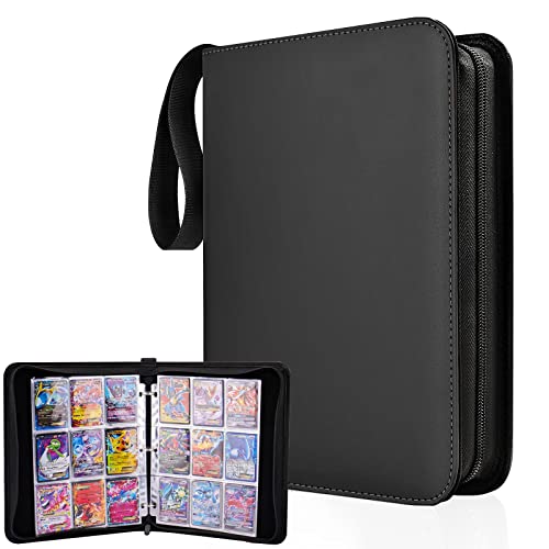 LIUDU Card Binder 9-Pocket,720 Pockets Game Cards with 40 Sleeves,Trading Card Collection Zipper Binder Holder for Kids Gifts (Black 720Pockets)