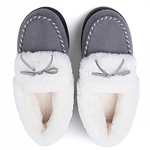 RockDove Women's Trapper Moc Memory Foam Slipper, Size 5-6 US Women, Dove Grey