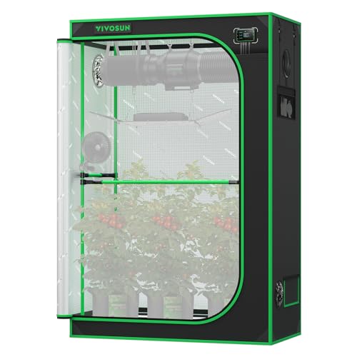 VIVOSUN P426 48'×24'×72' PRO Grow Tent, with Thick 1 inch Poles, Strengthened High Reflective Mylar Oxford Fabric, Extra Hanging Bars & High CFM Kit for Hydroponics Indoor Plant for AeroLight A200SE