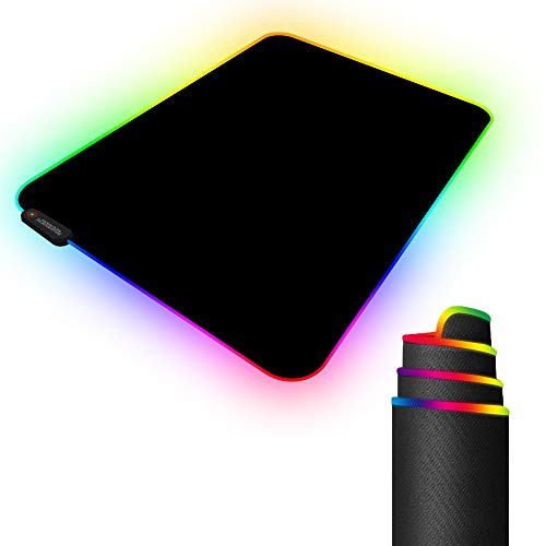 RGB Gaming Mouse Pad with 11 RGB Light up Modes,LED Gaming Pad,Non-Slip Rubber Based Computer Mice mat Medium Size(13.7” x 10.3”)