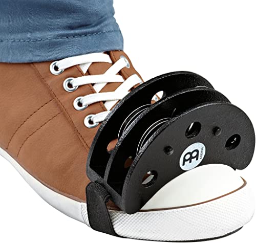 Meinl Percussion Foot Tambourine with Stainless Steel Jingles-NOT Made in China-Accompaniment for Cajon Gigs, 2-Year Warranty, Black (FJS2S-BK)