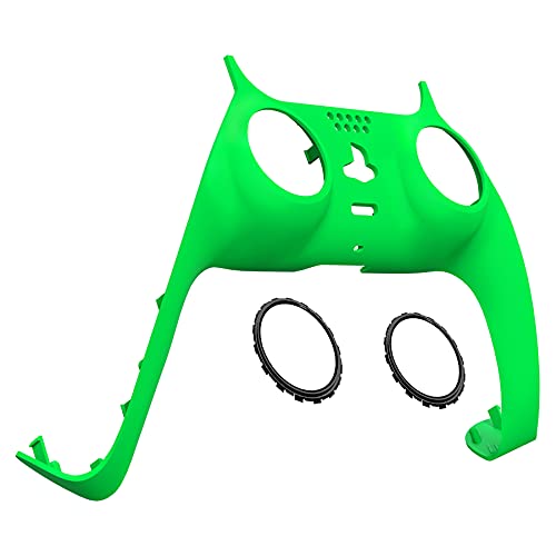 eXtremeRate Neon Green Decorative Trim Shell Compatible with ps5 Controller, Soft Touch DIY Replacement Clip Shell, Custom Plates Cover Compatible with ps5 Controller with Accent Rings
