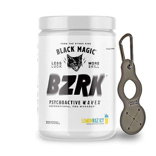 Black Magic Bzrk, Lemon Raz ICY, Preworkout, Energy, Training Performance (500g, 25 Scoops) with Enbanc Health Keychain