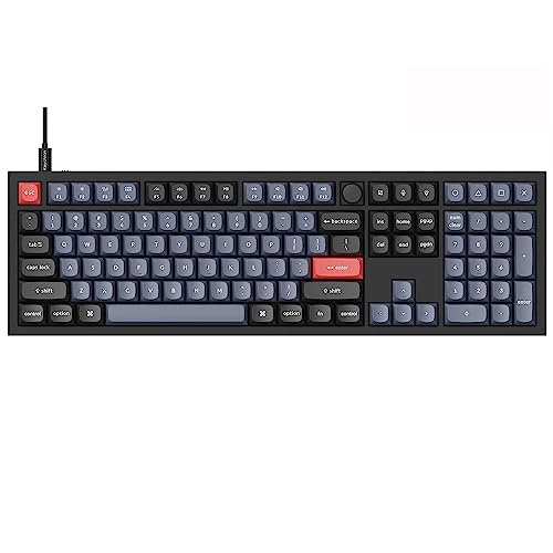 Keychron Q6 Full Size Custom Mechanical Keyboard with Knob, Wired RGB Backlight QMK/VIA Programmable Macro, Hot Swappable Gateron G Pro Red Switch for Mac Windows Linux (Carbon Black)