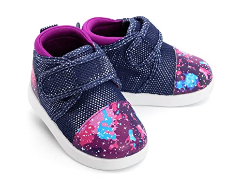 ikiki Squeakerless Shoes for Toddlers/Little Kids (Purple Galaxy, Sparkly Purple, Size 5)