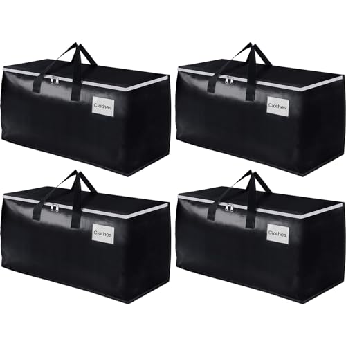 EpicTotes Extra Large Moving Boxes-Moving Bags with Zipper, Carrying Handles and Tag Pocket-Moving Supplies for Space Saving-Totes for Storage - for Moving, Storage, Camping and Travel 93L-4 Pack