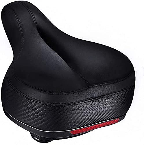 TONBUX Most Comfortable Bicycle Seat, Bike Seat Replacement with Dual Shock Absorbing Ball Wide Bike Seat Memory Foam Bicycle Seat with Mounting Wrench (Black)