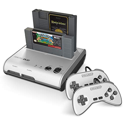 Retro-Bit Retro Duo 2 in 1 Console System - for Original NES/SNES, & Super Nintendo Games - Silver/Black