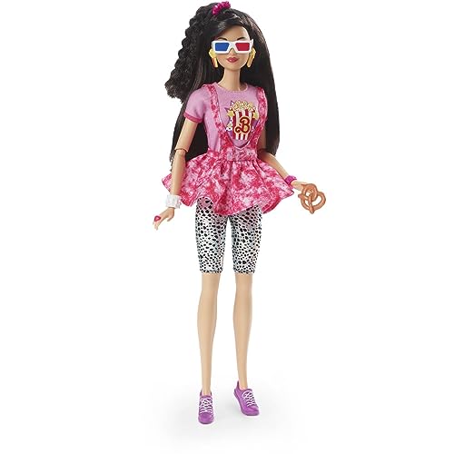 Barbie Rewind Doll & Accessories with Black Hair & 1980s-inspired Movie Night Outfit, Collectible & Displayable