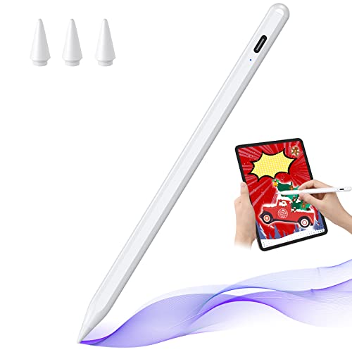 Stylus Pen for iPad 9th&10th Generation - 5X Fast Charge Digital Pen - Compatible with 2018-2023, Apple iPad Pro 11/12.9 Inch, iPad 6-10 Gen, iPad Mini 5-6 Gen, iPad Air 3-5 Gen-White