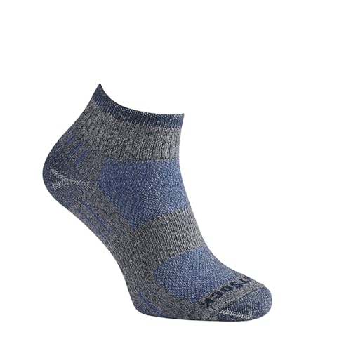 Wrightsock Escape Quarter Socks I Guaranteed Blister Free, Lightweight Breathable, Women and Men, Work and Sport, Eco Friendly Medium, Ash/Twist Blue