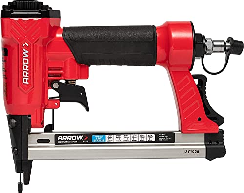 Arrow PT50 Oil-Free Pneumatic Staple Gun, Professional Heavy-Duty Stapler for Wood, Upholstery, Carpet, Wire Fencing, Fits 1/4”, 5/16”, 3/8', 1/2', 9/16” Staples , Red