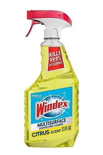 Windex Multisurface Cleaner and Disinfectant Spray, Kills 99.9% of Germs, Viruses and Bacteria, Citrus Fresh Scent, 23 Fl Oz