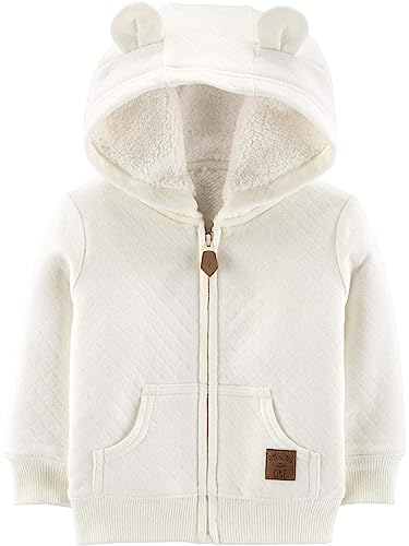 Simple Joys by Carter's Baby Hooded Sweater Jacket with Sherpa Lining, Oatmeal, 3-6 Months
