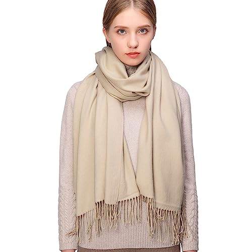 RIIQIICHY Scarfs for Women Winter Beige Pashmina Shawls and Wraps for Evening Dresses Warm Large Scarves Wedding Shawl
