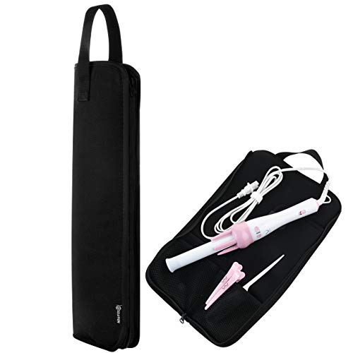 Case Star Universal Curling Iron Cover Sleeve and New Added Cable Holder for Hair Styling Tools Storage Flat Iron Travel Case Bag Hair Straightener Roll Bag Flat Iron Case (Black)