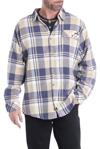 Legendary Whitetails Men's Buck Camp Flannel Shirt - Plaid, Corduroy-Cuffed, Fall/Winter Clothing, Large