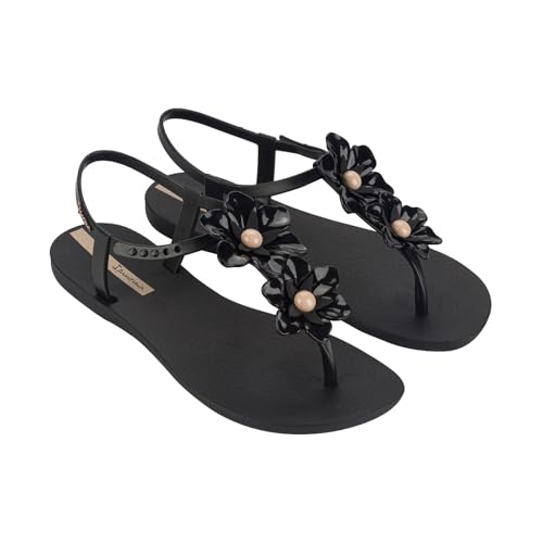 Ipanema Women's Duo Flowers Fem Sandals, Black/Beige, Size 9