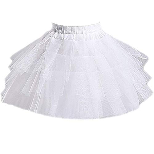 Kumeng Kids White Mini 3 Layers Apparel Half Slips Wedding Flower Girl Petticoat/Underskirt/Crinoline Slips (White), Medium