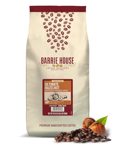 Barrie House Ultimate Hazelnut Flavored Whole Bean Coffee | Toasted and Creamy | 2 lb Bag | 100% Arabica Coffee Beans