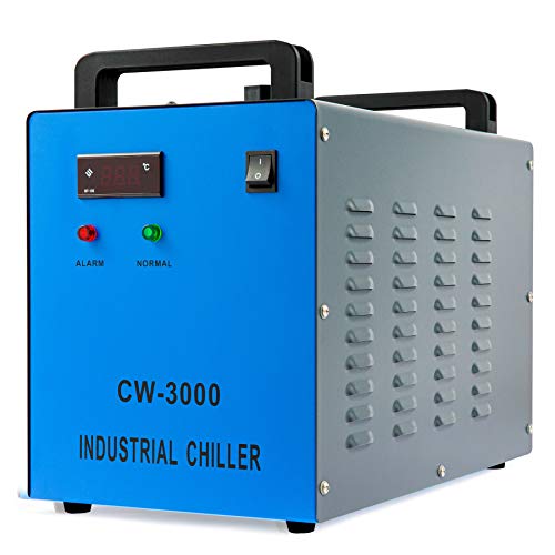 OMTECH 9L Industrial Water Chiller 2.6gpm Water Cooling System CW-3000 Water Cooler for 40W K40 CO2 Laser Engraving & Cutting Machines, Radiates 50W of Heat per Degree C