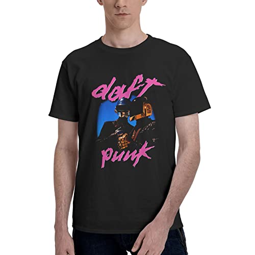 Daft Music Punk Band Men's T Shirt Cotton Graphic Short Sleeve Tees Shirt Black Large