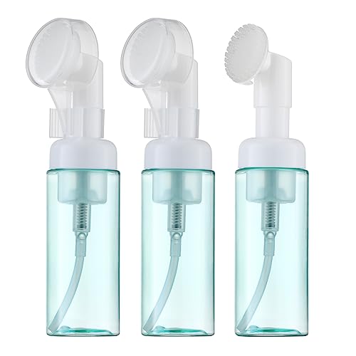 Owlyee 2oz Foam Bottle (3PCS) with Brush, Empty Foaming Pump Dispenser for Hand Soap, Lash Cleanser, Shampoo to Travel (60ml, Green)