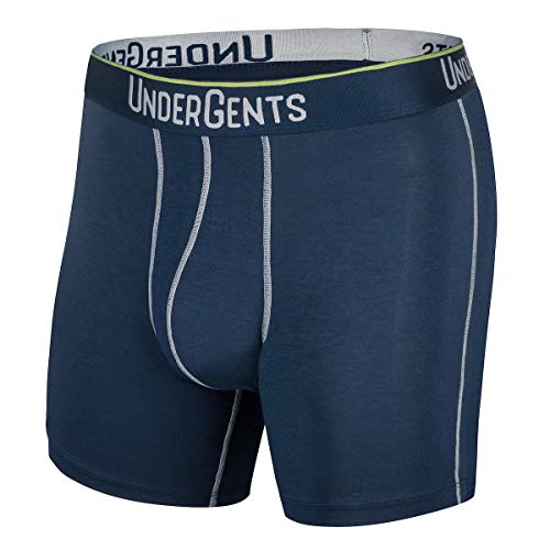 UnderGents Men's Boxer Brief Underwear. 4.5' Leg & Flyless Pouch for CloudSoft Cooling Comfort Not Compression (Navy Blue size: 2XL)