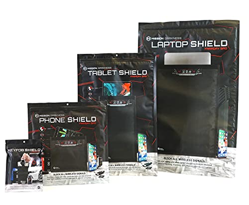 Mission Darkness Faraday Bag Bundle [Standard Collection] - Phone, Tablet, and Laptop Size Bags Included + Bonus Key fob Bag. RF Shielding, EMF Reduction, EMP Protection, Anti-Tracking & Hacking