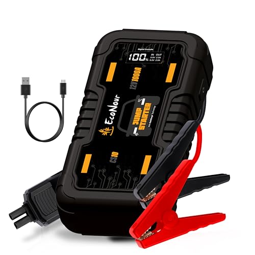 EcoNour CS10 Car Battery Jump Starter 1600A Battery Jumper Starter Portable, 12V Car Battery Booster Charger with SOS, Ideal for Up to 7.0L Gas, 5.5L Diesel Engines (12000 mAh)