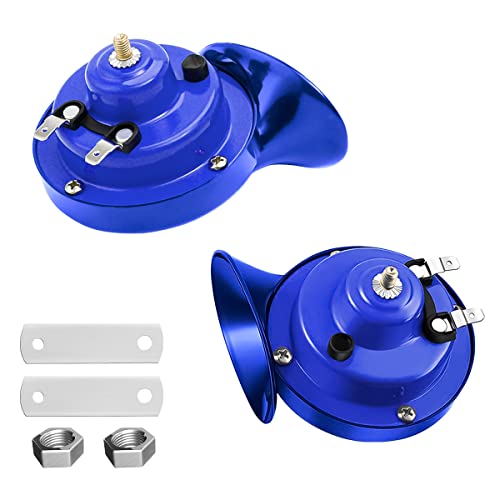 Super Loud Train Horns, Car Waterproof Durable Air Electric Snail Horn, 12V Raging Sound Air Horns Replacement Kit, Automotive Accessories Universal for Car, Motorcycle, Truck, Bike, Boat (Blue)