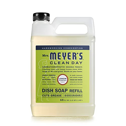 MRS. MEYER'S CLEAN DAY Liquid Dish Soap Refill, Biodegradable Formula, Lemon Verbena (48 Fl Oz (Pack of 1))