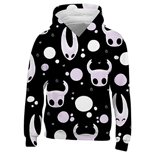 Woodyotime Hollow Game Knight Unisex Hoodies 3D Printed Sweatshirt Activewear for Boys Girls Long Sleeve Hooded Pullover Sweater X-Large White