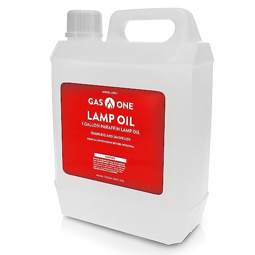 GasOne Liquid Paraffin Lamp Oil – 1 Gallon (128oz) Clear Oil Lamp – Multifunctional Lamp Oil Smokeless Odorless Indoor Ideal for Lamps, Lanterns, Tiki Torch – Safe Packaging