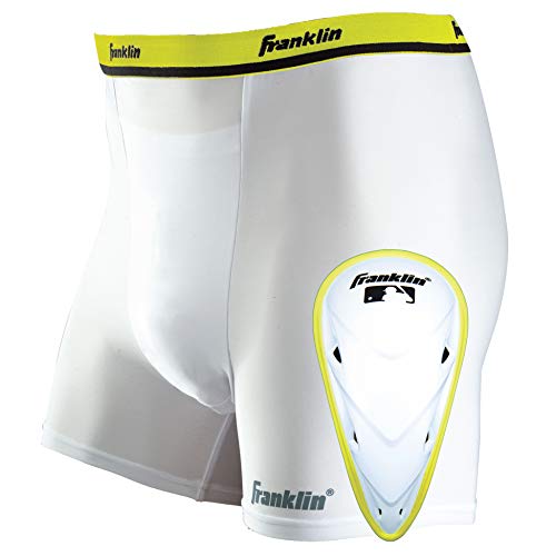 Franklin Sports Adult Compression Short With Cup- Medium , White