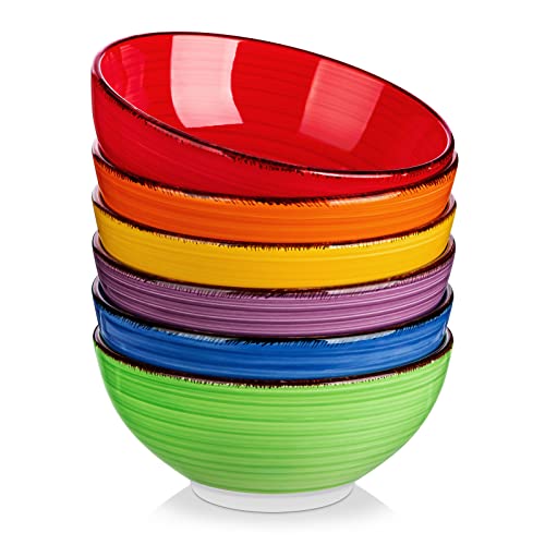 vancasso Bonita 27 Oz Cereal Bowls Set of 6, Ceramic Bowls for Kitchen, 6 Inch Soup Bowls, Dishwasher & Microwave Safe