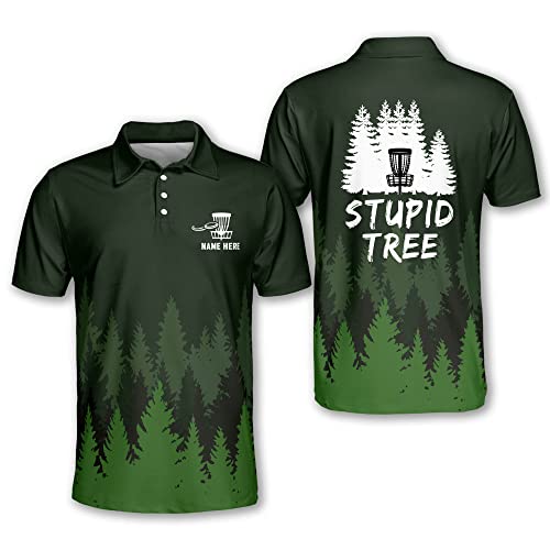 LASFOUR Custom Funny Disc Golf Shirts for Men, Stupid Tree Disc Golf Shirts, Frisbee Basket Shirt, Disc Golf Gifts for Men, Disc Golf Shirt Men Funny