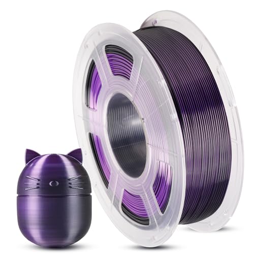 ANYCUBIC Silk Dual Color Pla Filament, 360° Color Change 3D Printer Filament 1.75mm Dimensional Accuracy +/- 0.02mm, Silk Texture, 1KG Spool (2.2 lbs), Black Purple