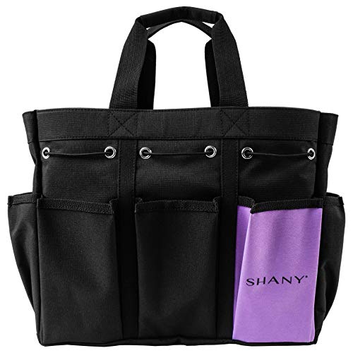 SHANY Beauty Handbag and Makeup Organizer Bag – Large Two-Tone Travel Tote with 2 Handles and 8 External Pockets – Black Canvas